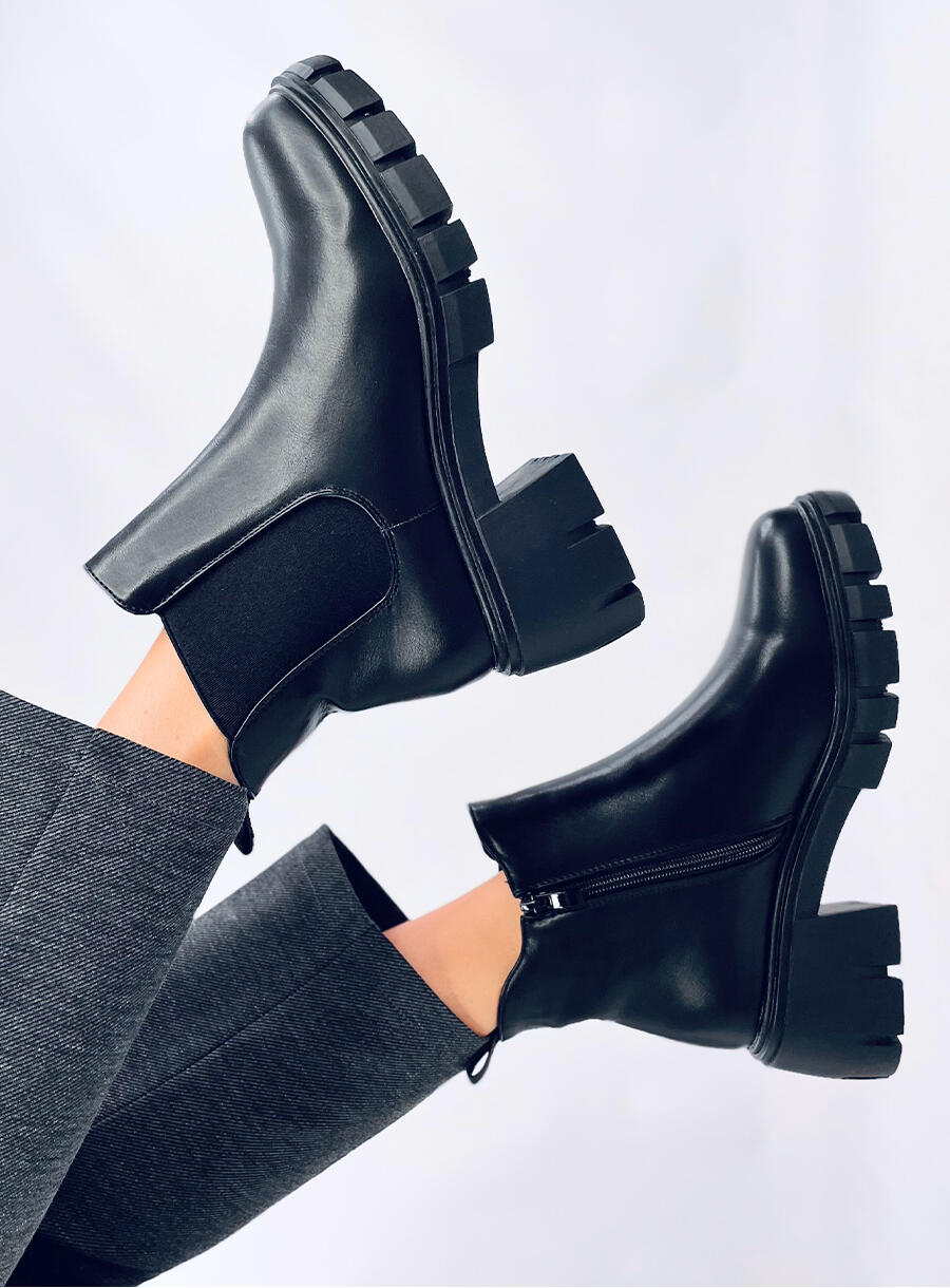 Sztyblety na szerokim obcasie LEDECK BLACK PU