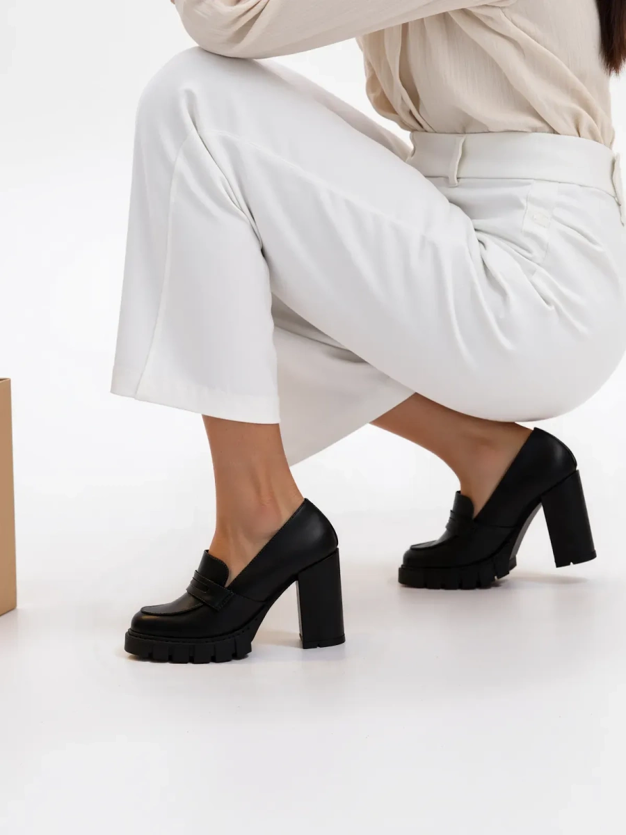Damskie Czółenka MILENA BLACK PU – Eleganckie Buty na Obcasie