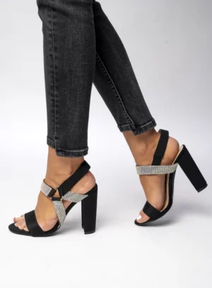 Sandałki na słupku z cyrkoniami NIKITA BLACK