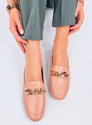 Mokasyny z łańcuchem ADDISON NUDE