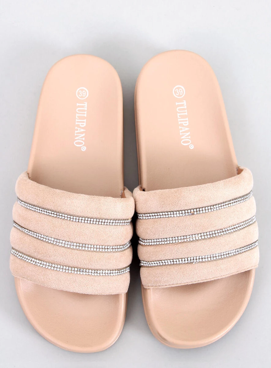 Klapki z cyrkoniami LYNNE BEIGE