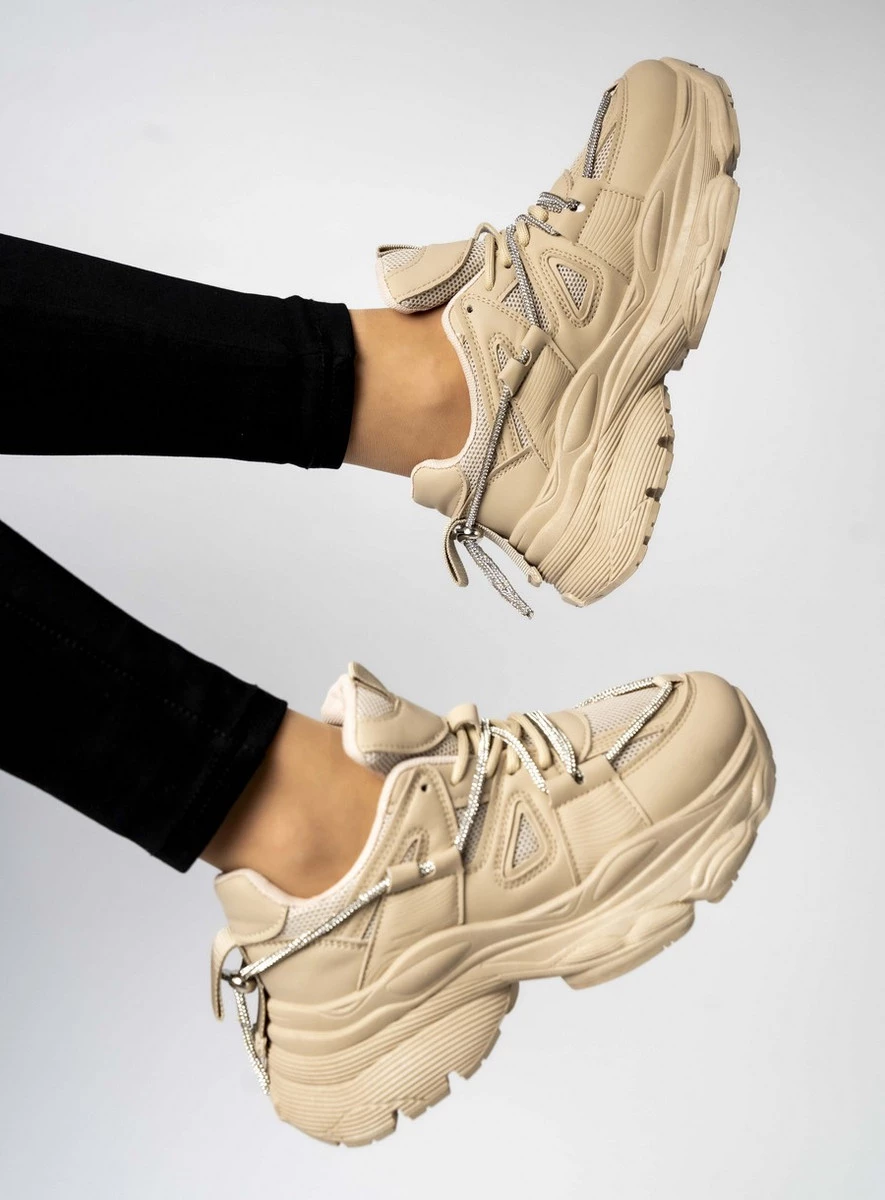 Sneakersy damskie na platformie LANCASIS KHAKI
