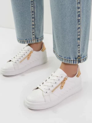 Damskie Sneakersy SAVONA WHITE CHAMPAGNE – Stylowe Buty na Platformie