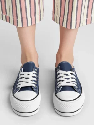 Damskie Trampki VELTRO NAVY – Klasyczne Buty na Platformie