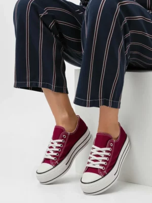 Damskie Trampki VELTRO WINE – Klasyczne Buty na Platformie