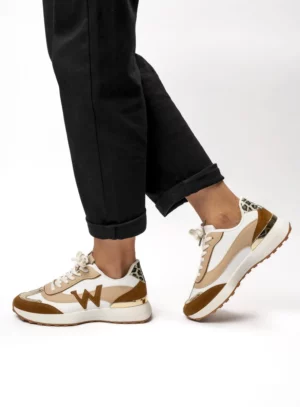 Damskie Sneakersy WANDA WHITE BROWN – Stylowe Warstwy i Naturalna Kolorystyka
