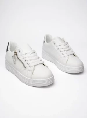 Damskie Sneakersy ZIPPY SILVER – Minimalizm z Błyszczącym Akcentem