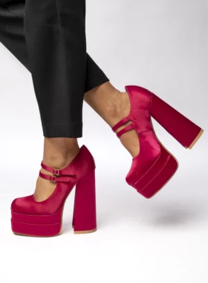 Czółenka na platformie satynowe PRANDI FUSHIA