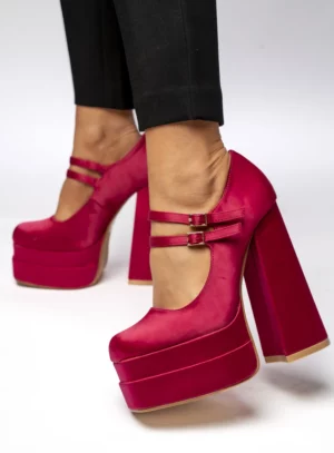 Czółenka na platformie satynowe PRANDI FUSHIA