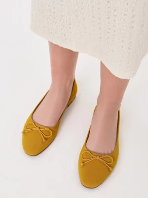 Damskie Baleriny BELLA YELLOW – Uroczy Minimalizm w Intensywnym Odcieniu