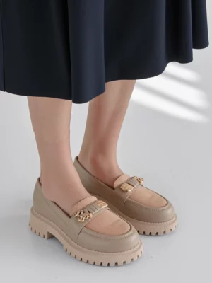 Damskie Mokasyny COLETTE TAUPE – Stylowy Komfort w Jesiennej Palecie