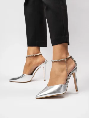 Damskie Szpilki KAYLA Silver – Błyszczący Urok i Biżuteryjny Akcent