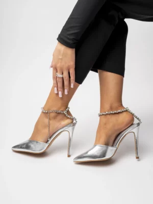 Damskie Szpilki KAYLA Silver – Błyszczący Urok i Biżuteryjny Akcent