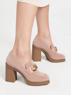 Damskie Loafersy LUX GRACE PINK – Elegancja i Stabilny Obcas