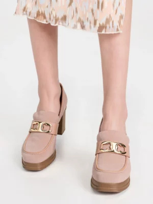 Damskie Loafersy LUX GRACE PINK – Elegancja i Stabilny Obcas