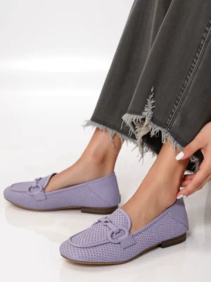Damskie Loafersy LIVIA PURPLE – Pastelowa Lekkość i Ażurowy Styl