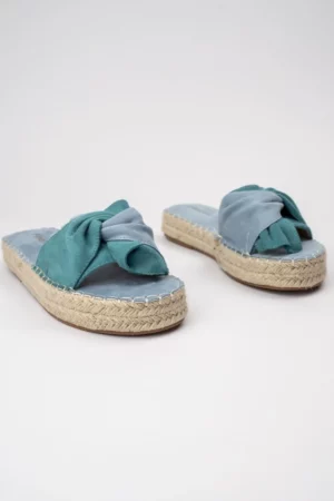Damskie Klapki SOFT BOW BLU/GR – Letnia Lekkość i Pleciony Styl