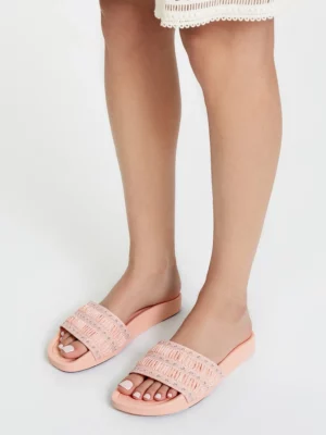 Klapki RUFFLE SLIDE PINK