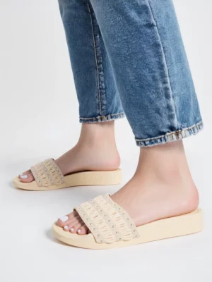 Klapki RUFFLE SLIDE BEIGE