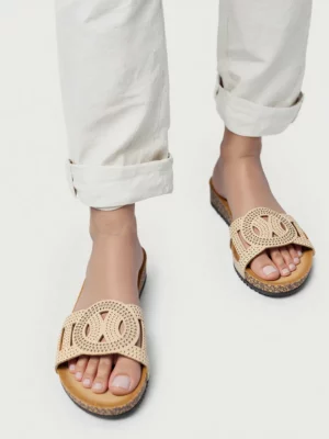 Damskie Ażurowe Klapki CELEST BEIGE