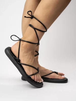 Damskie Wiązane Sandały AURORA BLACK