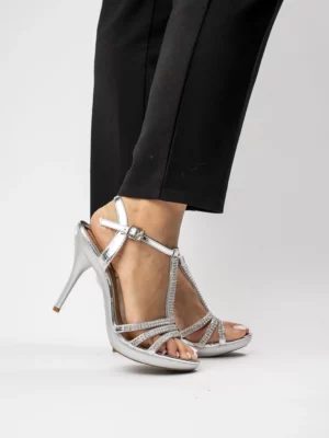 Damskie Sandały na Szpilce SPARKLING SILVER