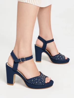 Damskie Sandały na Obcasie NIGHT ELEGANCE BLUE