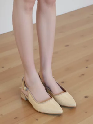 Damskie beżowe sandały ze spiczastym noskiem LARA KHAKI