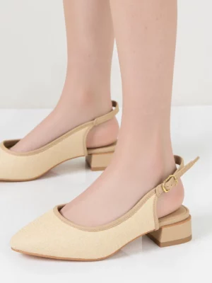 Damskie beżowe sandały ze spiczastym noskiem LARA KHAKI