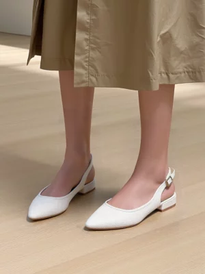 Damskie białe sandały ze spiczastym noskiem LARA WHITE