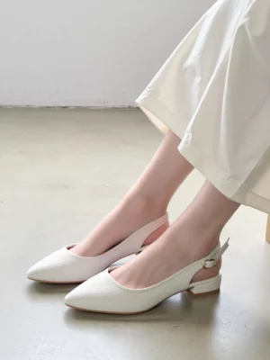 Damskie białe sandały ze spiczastym noskiem LARA WHITE