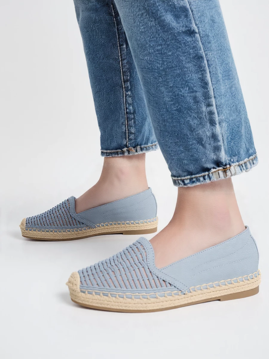 Espadryle damskie z plecioną cholewką w kolorze Jeans