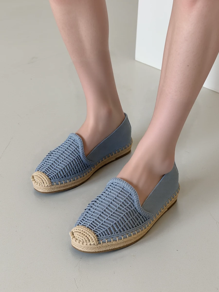 Espadryle damskie z plecioną cholewką w kolorze Jeans