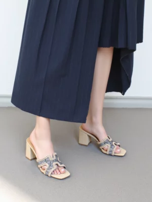 Damskie Klapki na Obcasie LUMINA BLUE