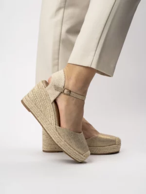 Damskie Espadryle na Koturnie WILD ELEGANCE GOLD