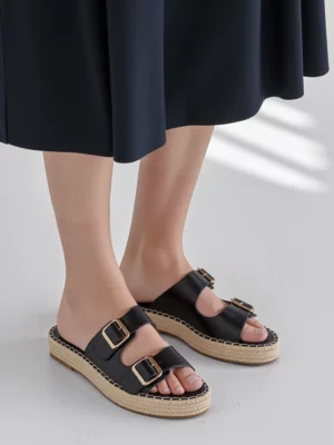 Klapki Wyspiański Czarne Klapki Wyspiański Czarne