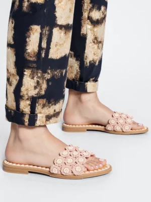 Klapki Kwiatowe Aurora - Jasnoróżowe