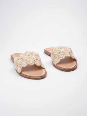 Klapki Daisy Beżowe