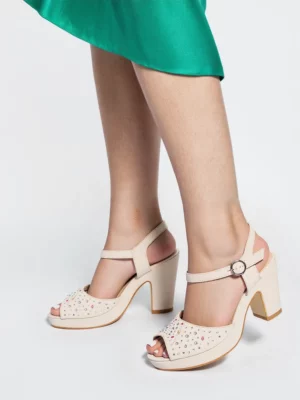 Damskie Sandały na Obcasie NIGHT ELEGANCE BEIGE
