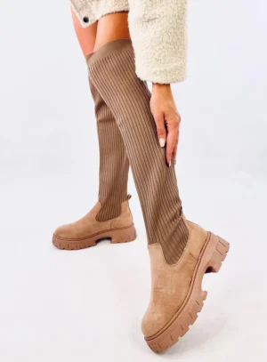 Oficerki muszkieterki skarpetkowe TROTTER KHAKI