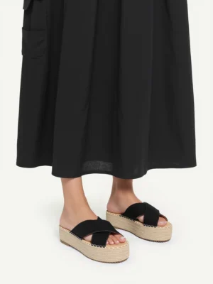 sandały damskie na stabilnym obcasie z paskami BLACK