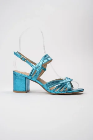 Sandały damskie na stabilnym obcasie z paskami BLUE