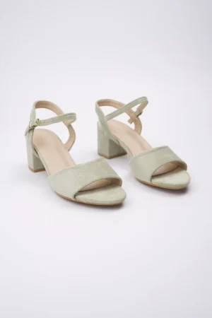 Klapki na koturnie z błyszczącymi klamrami w kolorze Green