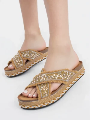 Klapki Etniczne Aura Khaki