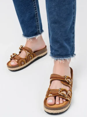 Sandały Etno Dekor Camel