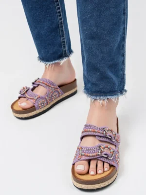 Klapki Perła Etno PURPLE