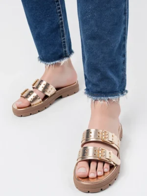 Czółenka damskie eleganckie w kolorze Gold