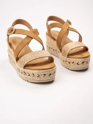 Sandały damskie na koturnie CAMEL