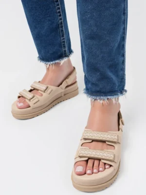 Sandały sportowe damskie z rzepami w kolorze Beige