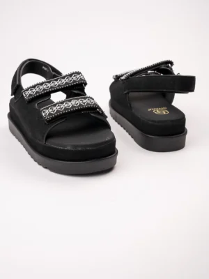 Sandały damskie na platformie z ozdobnymi paskami BLACK – wygodne i stylowe